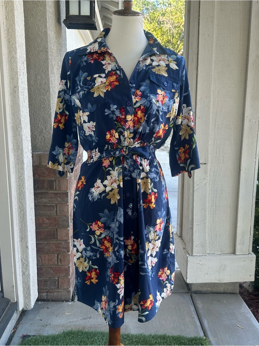 Millenium Navy Floral Button-Front Dress